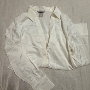 H&M Silk, Cream Button-Up Shirt